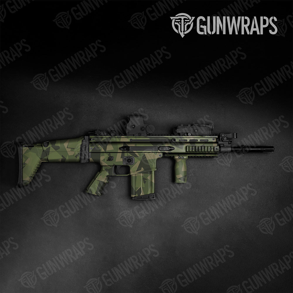 Tactical Shattered Army Green Camo Gun Skin Vinyl Wrap