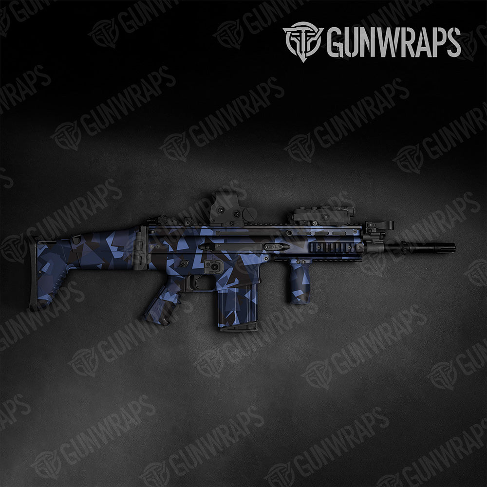 Tactical Shattered Blue Midnight Camo Gun Skin Vinyl Wrap