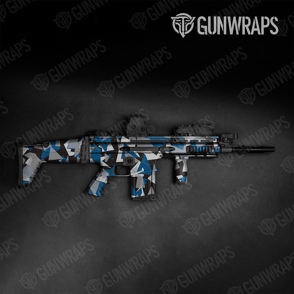 Tactical Shattered Blue Tiger Camo Gun Skin Vinyl Wrap