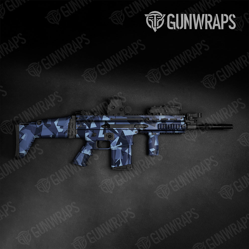 Tactical Shattered Blue Urban Night Camo Gun Skin Vinyl Wrap