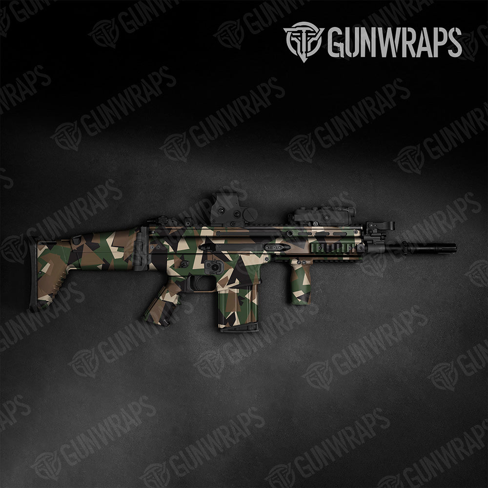 Tactical Shattered Woodland Camo Gun Skin Vinyl Wrap