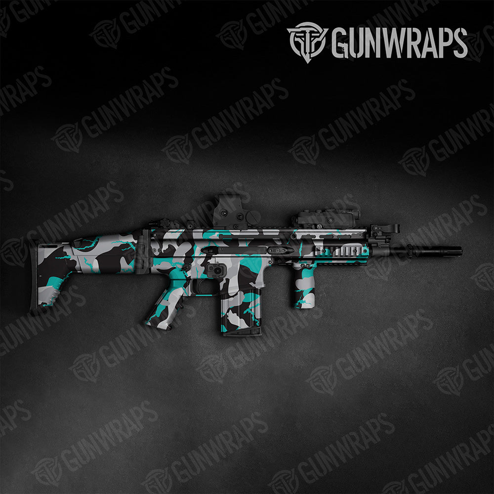 Tactical Ragged XL Tiffany Blue Tiger Camo Gun Skin Vinyl Wrap