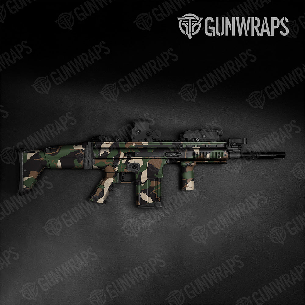 Tactical Ragged XL Woodland Camo Gun Skin Vinyl Wrap