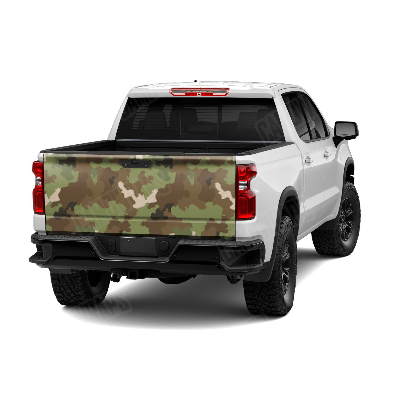 Nemesis Woodlands Wolf Camo Tailgate Vinyl Wrap