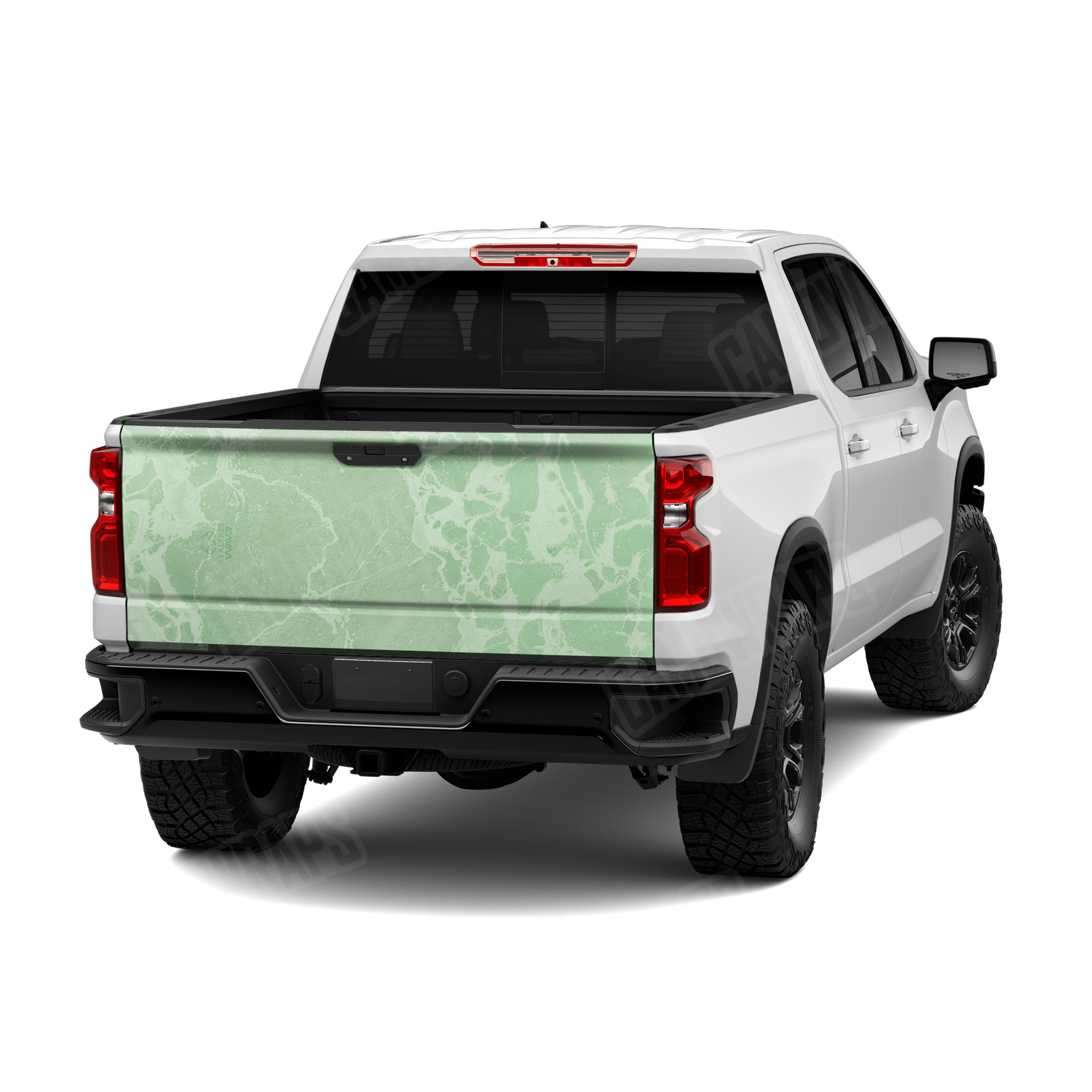 Realtree WAV3 Lime Green Camo Tailgate Vinyl Wrap