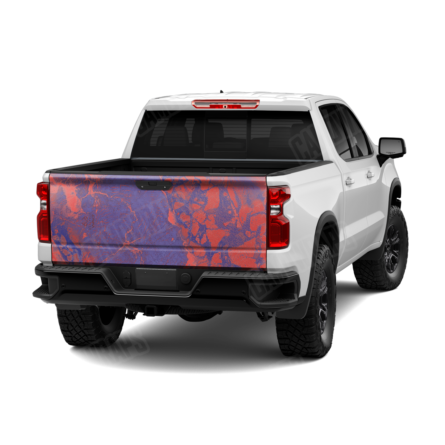 Realtree WAV3 Red Blue Camo Tailgate Vinyl Wrap