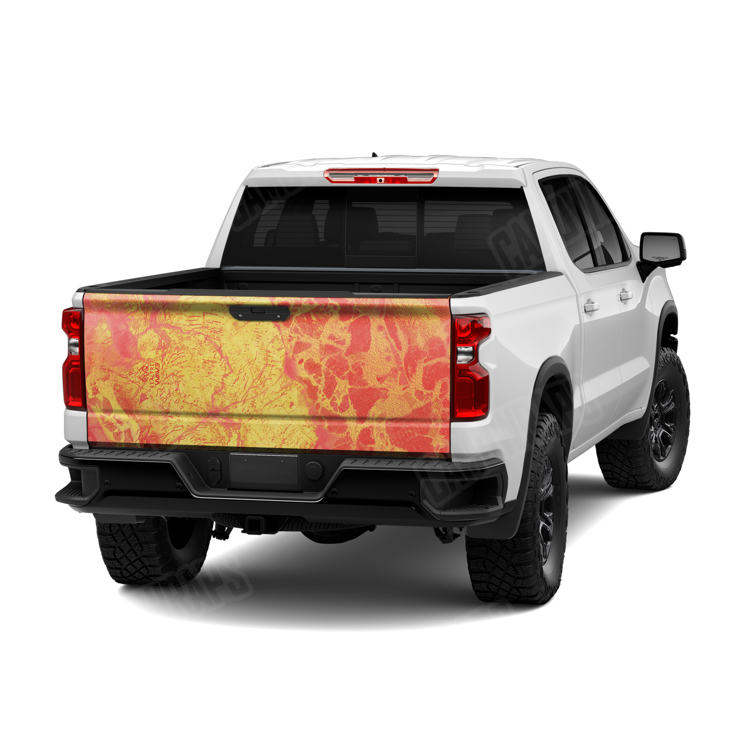 Realtree WAV3 Solar Blaze Camo Tailgate Vinyl Wrap