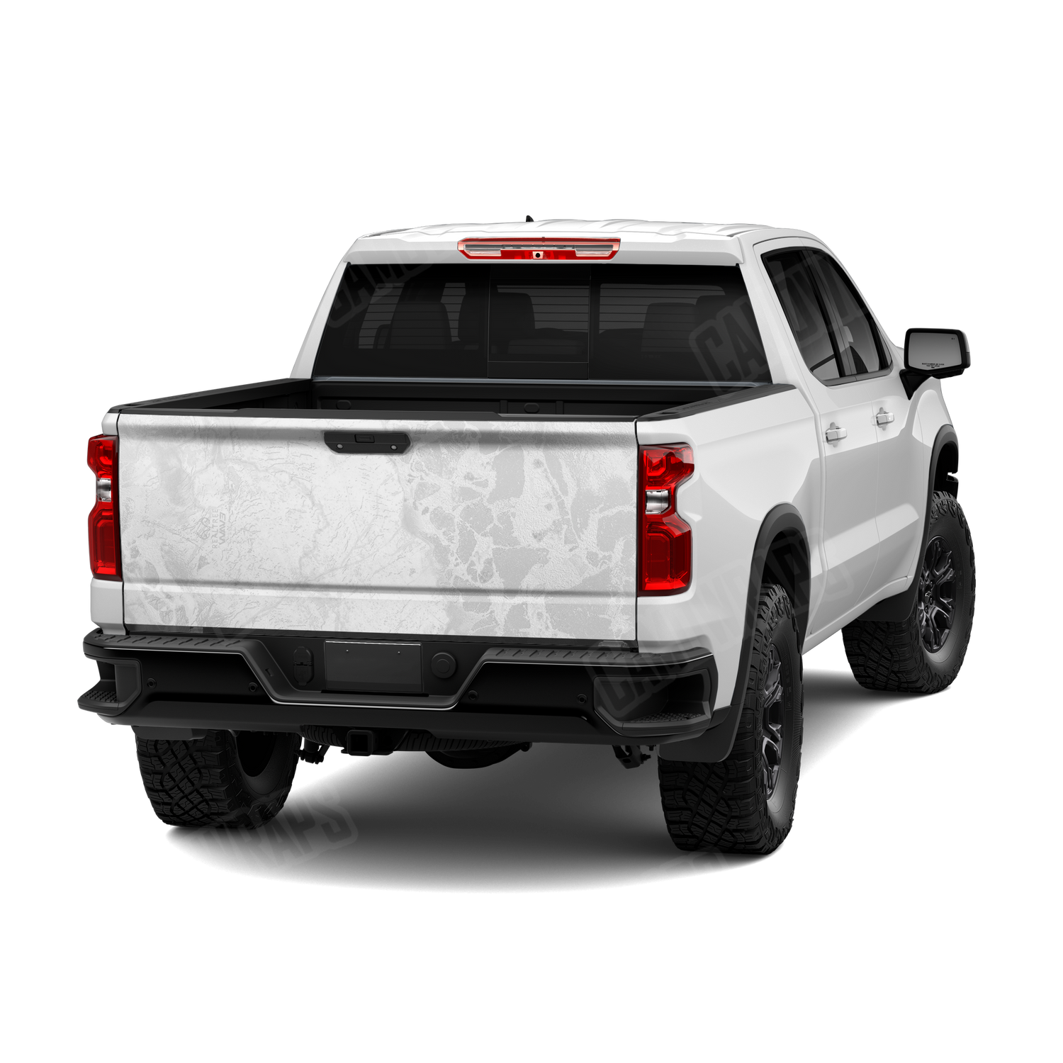 Realtree WAV3 White Camo Tailgate Vinyl Wrap