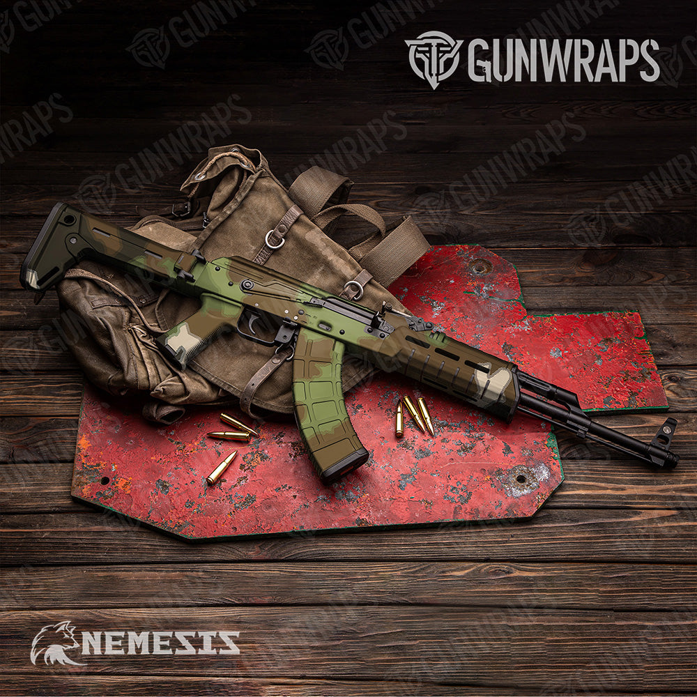 AK-47 Nemesis XL Woodlands Wolf Camo Gun Skin Vinyl Wrap